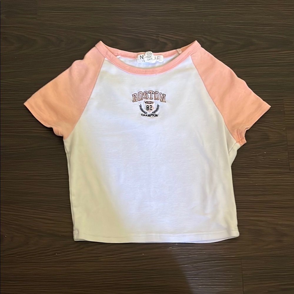 Kids Pink and White Boston Tee